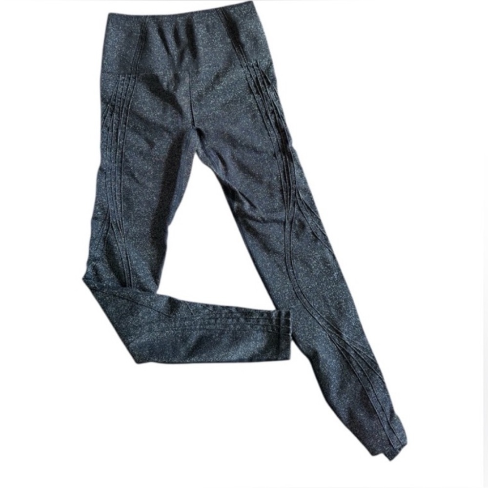 Fabletics Khloe Kardashian Collection Navy Blue Metallic shimmer leggings xs